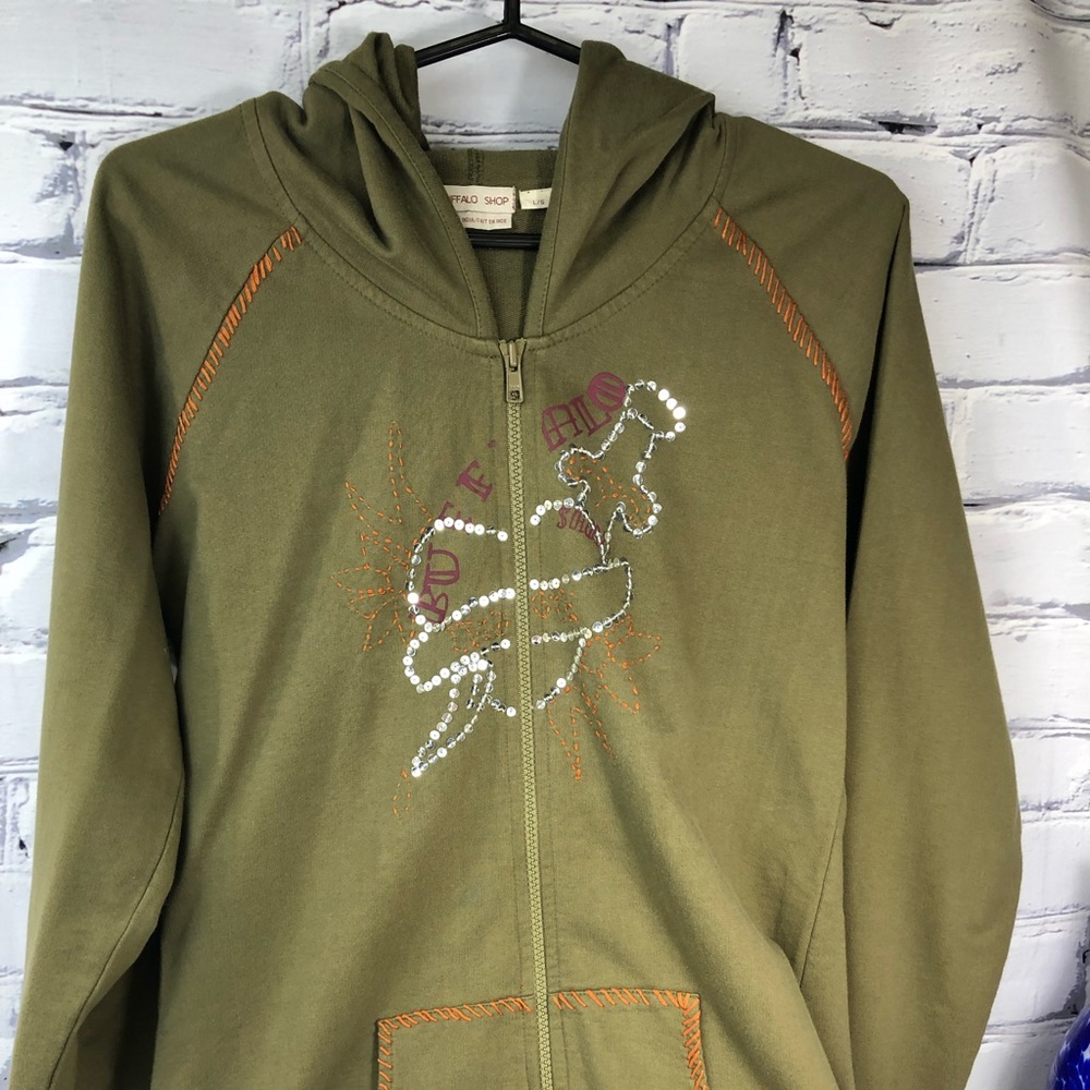 Vintage Buffalo Hoody - Olive color.